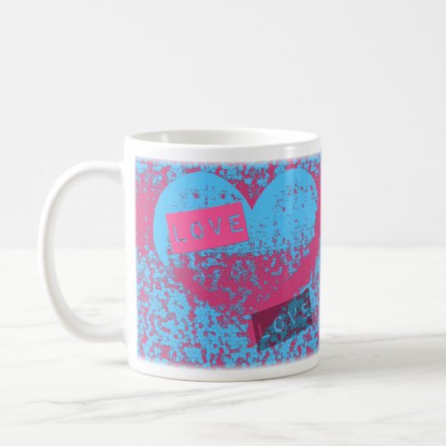 Epic Retro Colors Love Heart Design Coffee Mug