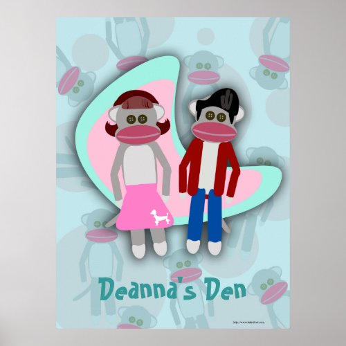 Epic Retro Sock Hop Monkey Cartoon Characters Poster