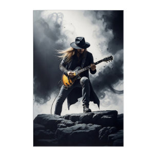 Epic Rock Guitarist Smoke Effect Acrylic Print