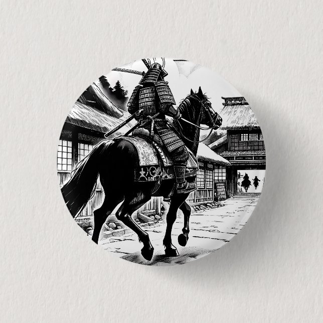 Epic Samurai Rider Manga Art Print Button (Front)