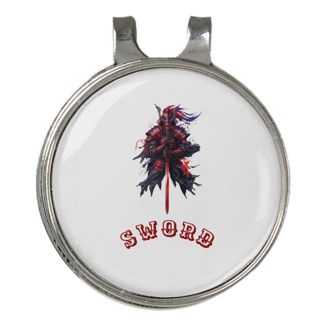​Epic Samurai Warrior Artistic Graphic  Golf Hat Clip (Front)