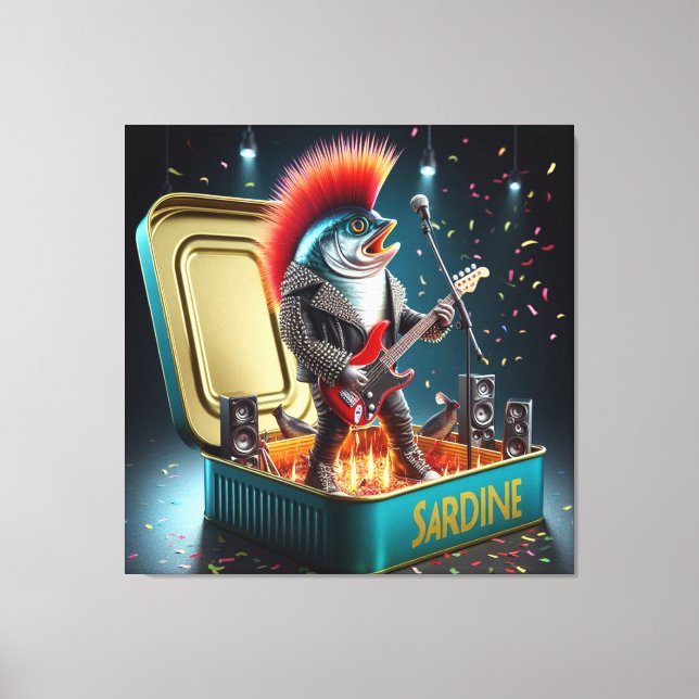  Epic Sardine Punk Rebel Guitar Ocean Legend Canvas Print (Front)