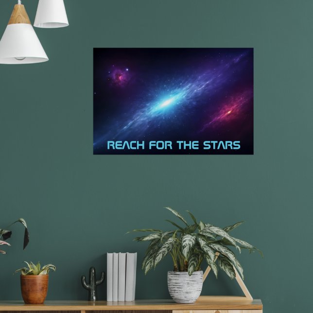 Epic Sci Fi Universe Glowing Blue Nebula Poster (Living Room 1)