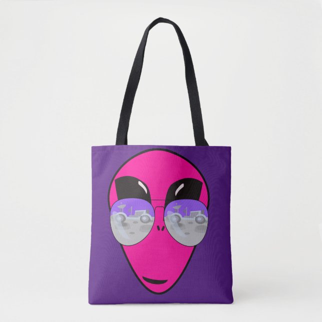 Epic Shades Alien Head Fun Cartoon Tote Bag (Front)