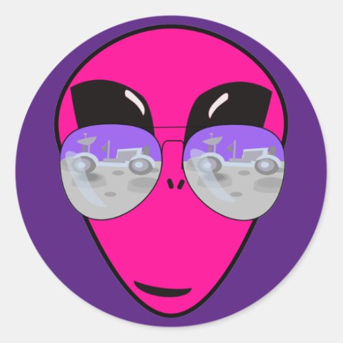 Epic Shades Alien Head Moon Tourist Fun Classic Round Sticker