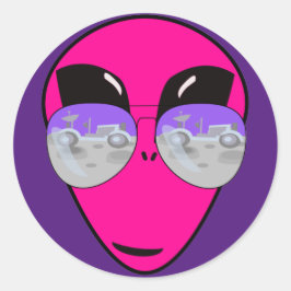 Epic Shades Alien Head Moon Tourist Fun Classic Round Sticker