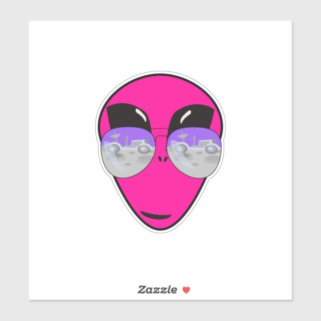 Epic Shades Alien Head Moon Tourist UFO Sticker (Sheet)