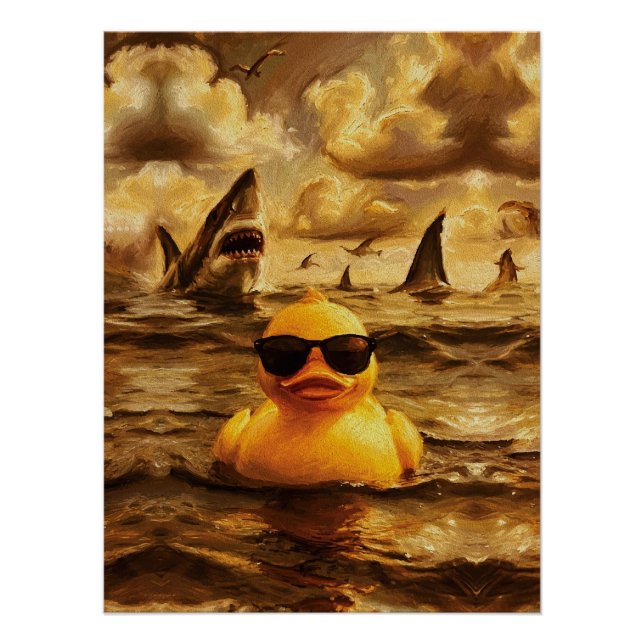 Epic Shark Attack with Brave Rubber Duck Poster (Front)