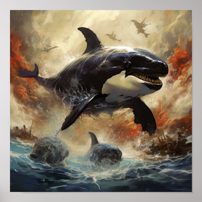 Epic Showdown: Orca vs Godzilla Poster - Unleash t (Front)