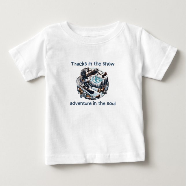 Epic Snowy Mountain Adventures with Wildlife Baby T-Shirt (Front)