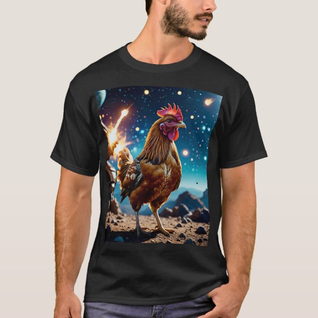 Epic Space Chicken Cosmic Battle Tee (Front)