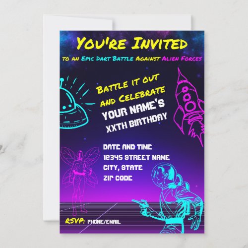 Epic Space Dart Blaster Birthday Party Invitation
