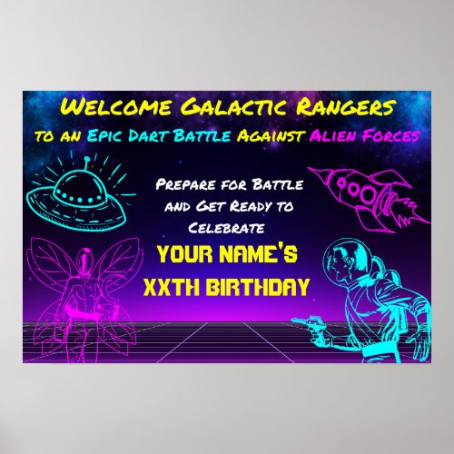 Epic Space Dart Blaster Birthday Party Welcome Poster