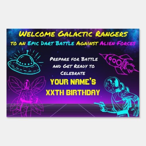 Epic Space Dart Blaster Birthday Party Welcome Sign