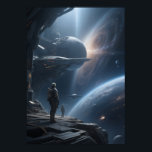 Epic Spacewalk View of Galaxy from Starship Poster<br><div class="desc">Experience the awe of deep space with this stunning sci-fi artwork featuring astronauts on a platform, a futuristic starship, and a breathtaking view of a swirling galaxy above a distant blue planet. Perfect for lovers of space art, sci-fi adventures, and cosmic exploration. Ideal for posters, tech cases, and gifts for...</div>