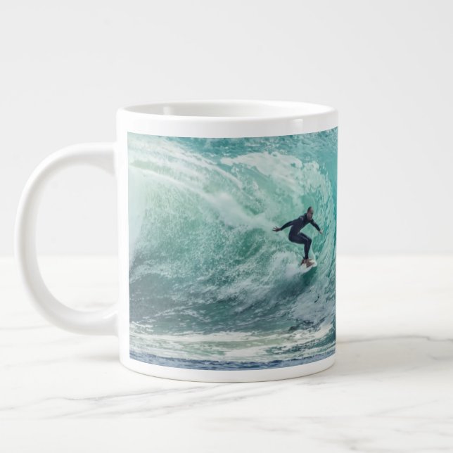 Epic Surfing Wave Giant Coffee Mug (Left)
