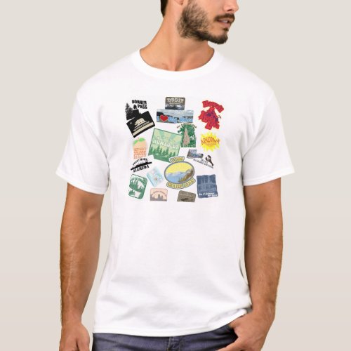 Epic Travel Logos Collage Design Tourist  T_Shirt