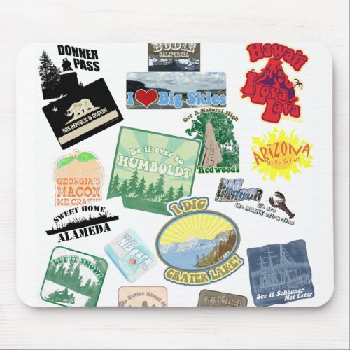  Epic Travel Logos Collage Tourist Design Mouse Pad