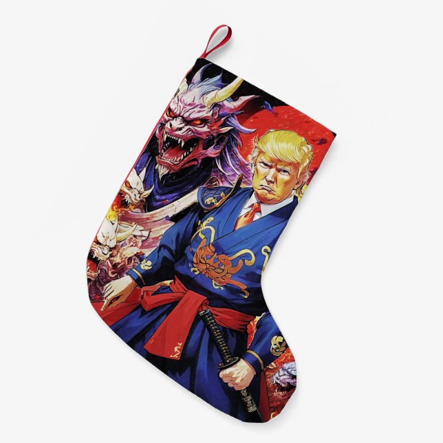 Epic Trump Samurai Anime Small Christmas Stocking (Front (Hanging))