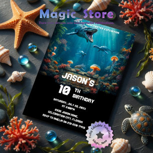 Epic Underwater Sea Monster Expedition Birthday Invitation