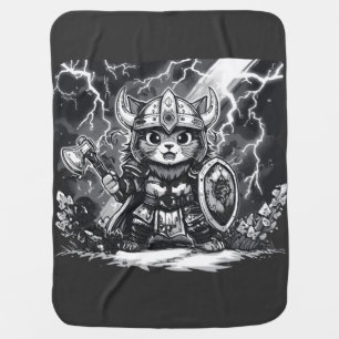 Epic Viking Cat Warrior with Axe & Shield Baby Blanket