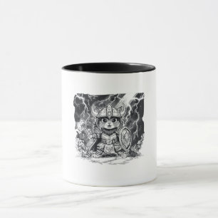 Epic Viking Cat Warrior with Axe & Shield Mug