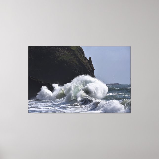 Epic Waves at Cape Disappointment WA State Canvas Print (Front)
