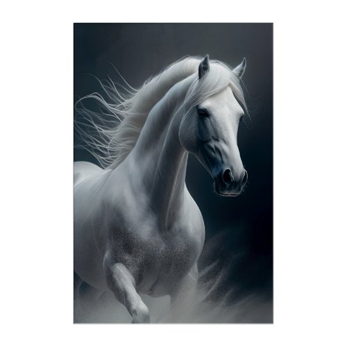 Epic White Horse Painting _ Majestic and Powerful Acrylic Print