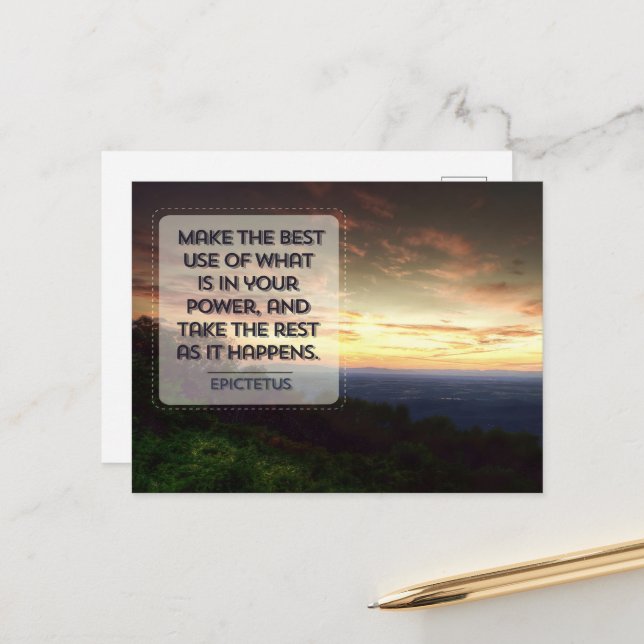 Epictetus Inspirational Quote "Best use" Postcard (Front/Back In Situ)