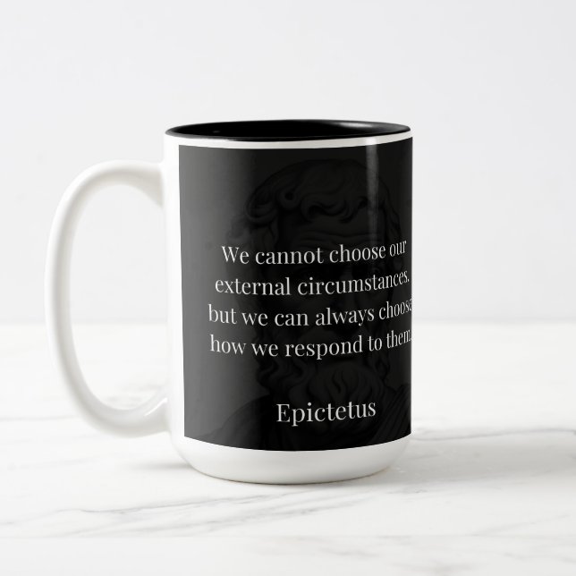 Epictetus's Wisdom: Empowerment through Response Two-Tone Coffee Mug (Left)