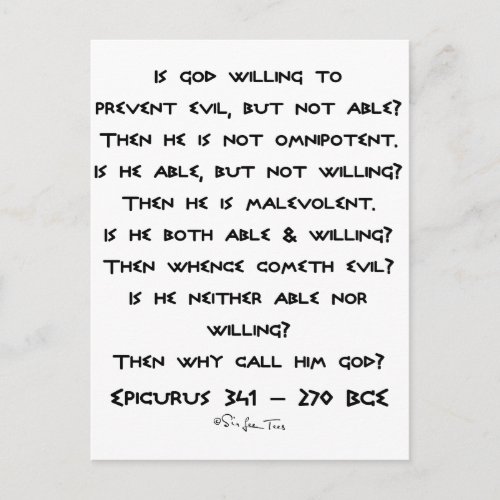 Epicurus _ Why call him god _ Plain Postcard