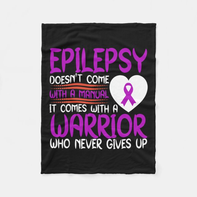 Epilepsy A Warrior Who Never Gives Up Purple Ribbo Fleece Blanket (Front)