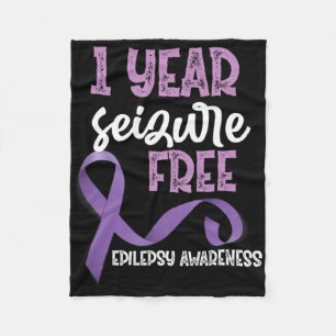 Epilepsy Awareness 1 Year Seizure Free Ribbon Fleece Blanket