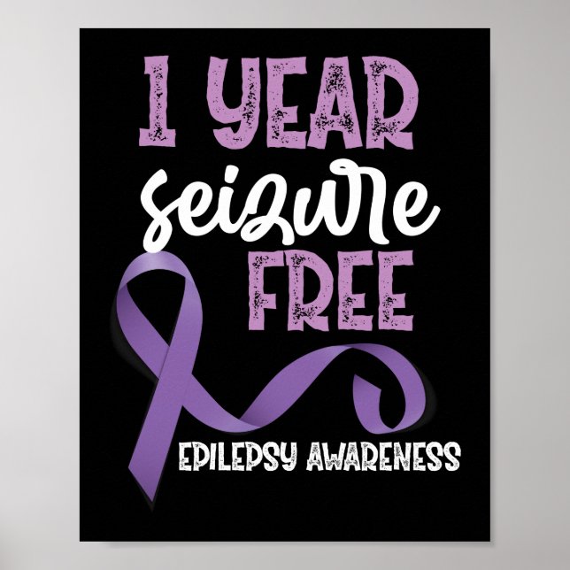 Epilepsy Awareness 1 Year Seizure Free Ribbon Poster (Front)