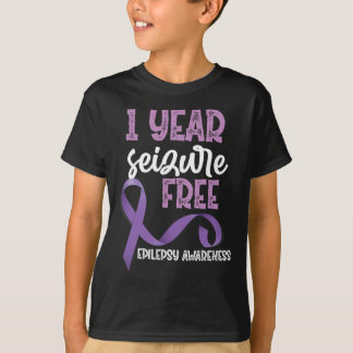 Epilepsy Awareness 1 Year Seizure Free Ribbon  T-Shirt