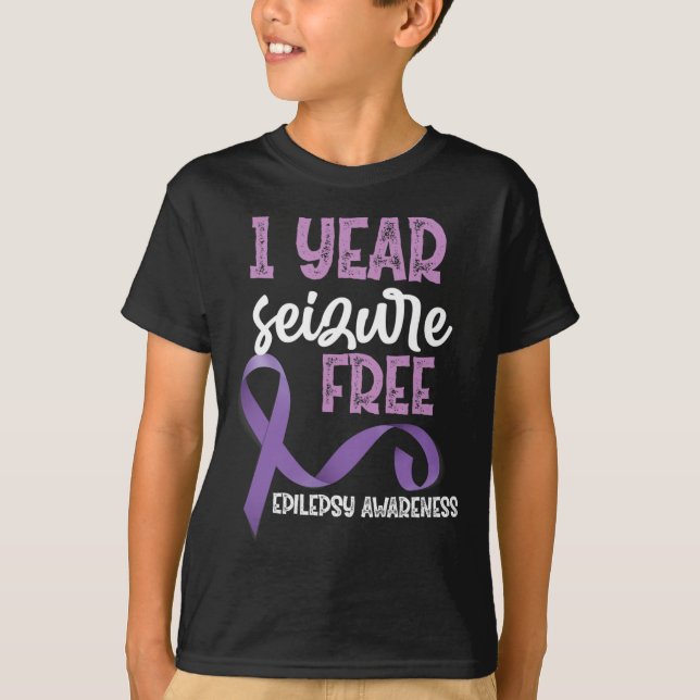 Epilepsy Awareness 1 Year Seizure Free Ribbon  T-Shirt (Front)