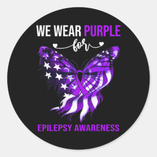 Epilepsy Awareness 4th July Purple Butterfly  Classic Round Sticker