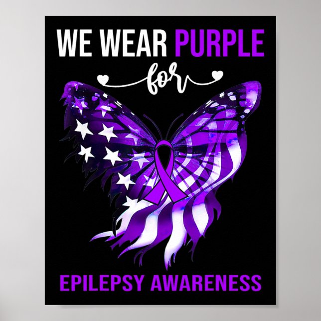 Epilepsy Awareness 4th July Purple Butterfly  Poster (Front)