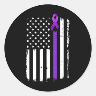 Epilepsy Awareness American Flag Purple Day Ribbon Classic Round Sticker