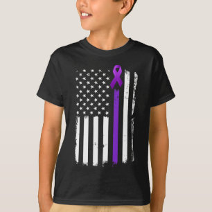 Epilepsy Awareness American Flag Purple Day Ribbon T-Shirt