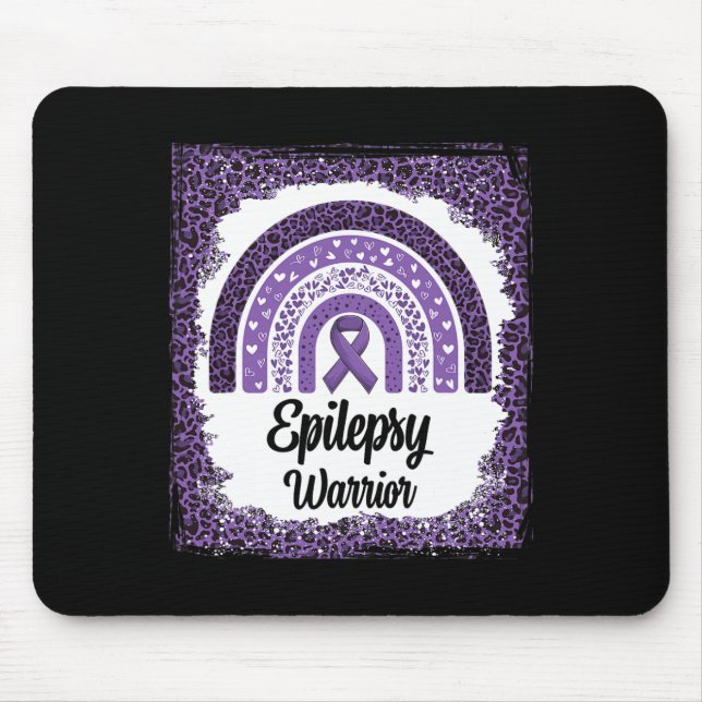 Epilepsy Awareness Bleached Rainbow Leopard Purple Mouse Pad (Front)