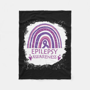 Epilepsy Awareness Bleached Rainbow Purple Ribbon Fleece Blanket