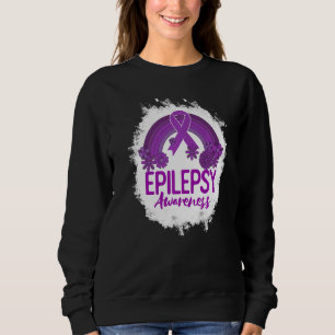 Epilepsy Awareness Bleached Rainbow Purple Ribbon Sweatshirt