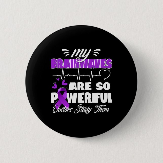 Epilepsy Awareness Brain Waves Epileptic Warrior S Button (Front)