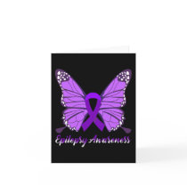 Epilepsy Awareness Butterfly Purple Ribbon Epileps Card