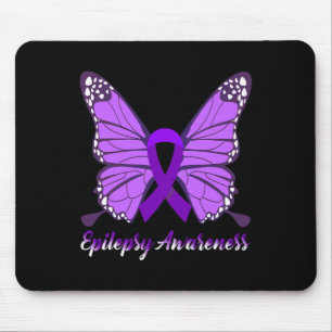 Epilepsy Awareness Butterfly Purple Ribbon Epileps Mouse Pad