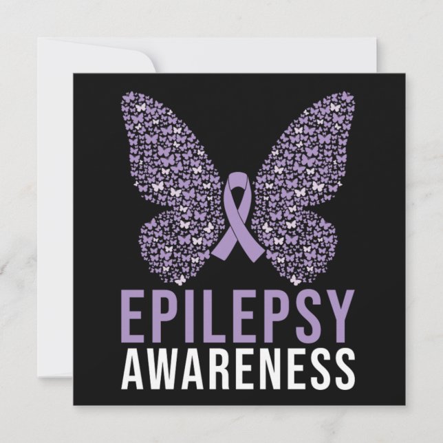 Epilepsy Awareness Butterfly Ribbon Invitation (Front)