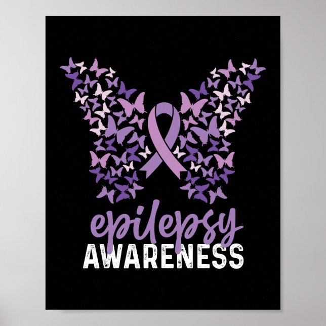 Epilepsy Awareness Butterfly Ribbon Poster (Front)
