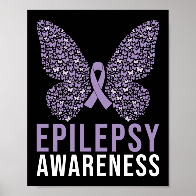 Epilepsy Awareness Butterfly Ribbon Poster (Front)