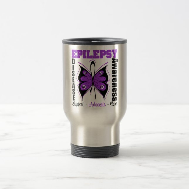 Epilepsy Awareness Butterfly Travel Mug (Center)